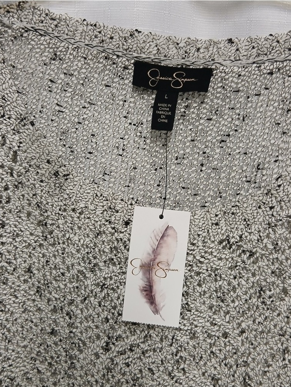 Jessica Simpson Gray Marled Open-Knit Sweater - Picture 2 of 6